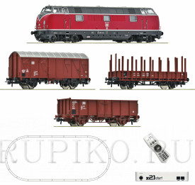 ROCO 5110008 BR Дизель 221 с грузовым составом + ROCO 10814 Комплект для управления через WIFI